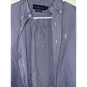 Polo Ralph Lauren Casual Dress Shirt White/Blue Plaid, Long Sleeve, Size Large